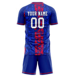 Custom Royal Red GeometricalPattern Soccer Set