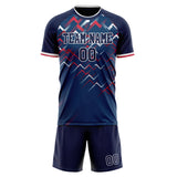 Custom Navy Red GeometricalPattern Soccer Set
