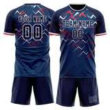 Custom Navy Red GeometricalPattern Soccer Set