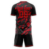 Custom Black Red GeometricalPattern Soccer Set