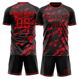 Custom Black Red GeometricalPattern Soccer Set