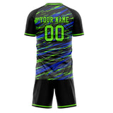 Custom Black Neon Green GeometricalPattern Soccer Set