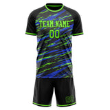 Custom Black Neon Green GeometricalPattern Soccer Set