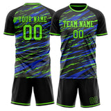 Custom Black Neon Green GeometricalPattern Soccer Set
