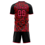 Custom Red Black GeometricalPattern Soccer Set