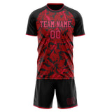 Custom Red Black GeometricalPattern Soccer Set