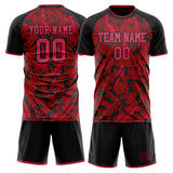 Custom Red Black GeometricalPattern Soccer Set