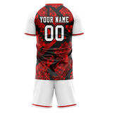 Custom Red White GeometricalPattern Soccer Set