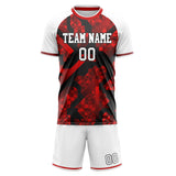 Custom Red White GeometricalPattern Soccer Set