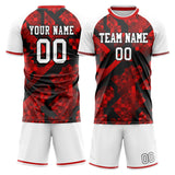 Custom Red White GeometricalPattern Soccer Set
