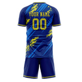 Custom Royal Yellow GeometricalPattern Soccer Set