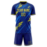 Custom Royal Yellow GeometricalPattern Soccer Set