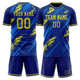 Custom Royal Yellow GeometricalPattern Soccer Set