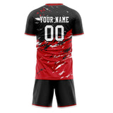 Custom Red Black GeometricalPattern Soccer Set