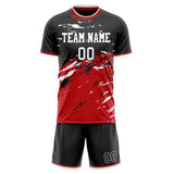 Custom Red Black GeometricalPattern Soccer Set