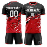 Custom Red Black GeometricalPattern Soccer Set