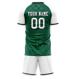 Custom Kelly Green White GeometricalPattern Soccer Set