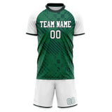 Custom Kelly Green White GeometricalPattern Soccer Set