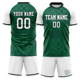 Custom Kelly Green White GeometricalPattern Soccer Set