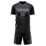 Custom Black Purple GeometricalPattern Soccer Set