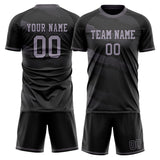 Custom Black Purple GeometricalPattern Soccer Set