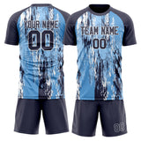Custom Light Blue Navy GeometricalPattern Soccer Set