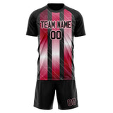 Custom Black Red GeometricalPattern Soccer Set