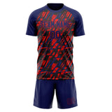 Custom Navy Red GeometricalPattern Soccer Set