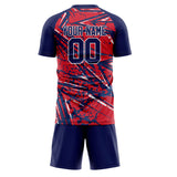 Custom Red Navy GeometricalPattern Soccer Set
