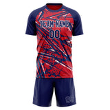 Custom Red Navy GeometricalPattern Soccer Set