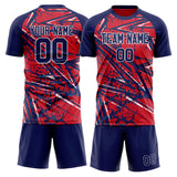 Custom Red Navy GeometricalPattern Soccer Set