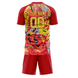 Custom Red Gold GeometricalPattern Soccer Set