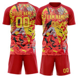 Custom Red Gold GeometricalPattern Soccer Set