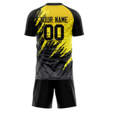 Custom Black Yellow GeometricalPattern Soccer Set