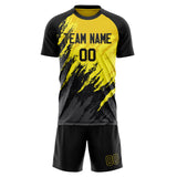 Custom Black Yellow GeometricalPattern Soccer Set