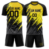 Custom Black Yellow GeometricalPattern Soccer Set