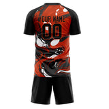 Custom Black Red GeometricalPattern Soccer Set
