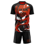 Custom Black Red GeometricalPattern Soccer Set