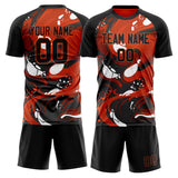 Custom Black Red GeometricalPattern Soccer Set
