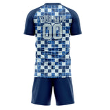 Custom Navy Gray GeometricalPattern Soccer Set