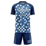 Custom Navy Gray GeometricalPattern Soccer Set