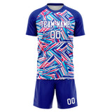 Custom Royal White GeometricalPattern Soccer Set