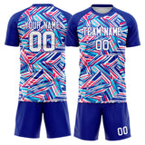 Custom Royal White GeometricalPattern Soccer Set