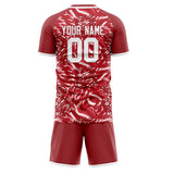 Custom Red White GeometricalPattern Soccer Set