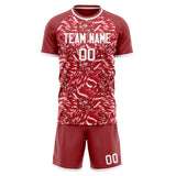 Custom Red White GeometricalPattern Soccer Set