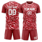 Custom Red White GeometricalPattern Soccer Set