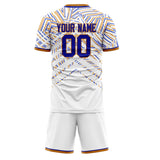 Custom White Royal GeometricalPattern Soccer Set