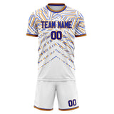 Custom White Royal GeometricalPattern Soccer Set