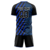 Custom Black Blue GeometricalPattern Soccer Set