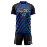 Custom Black Blue GeometricalPattern Soccer Set